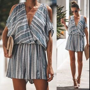 NWT Striped Cold Shoulder Romper